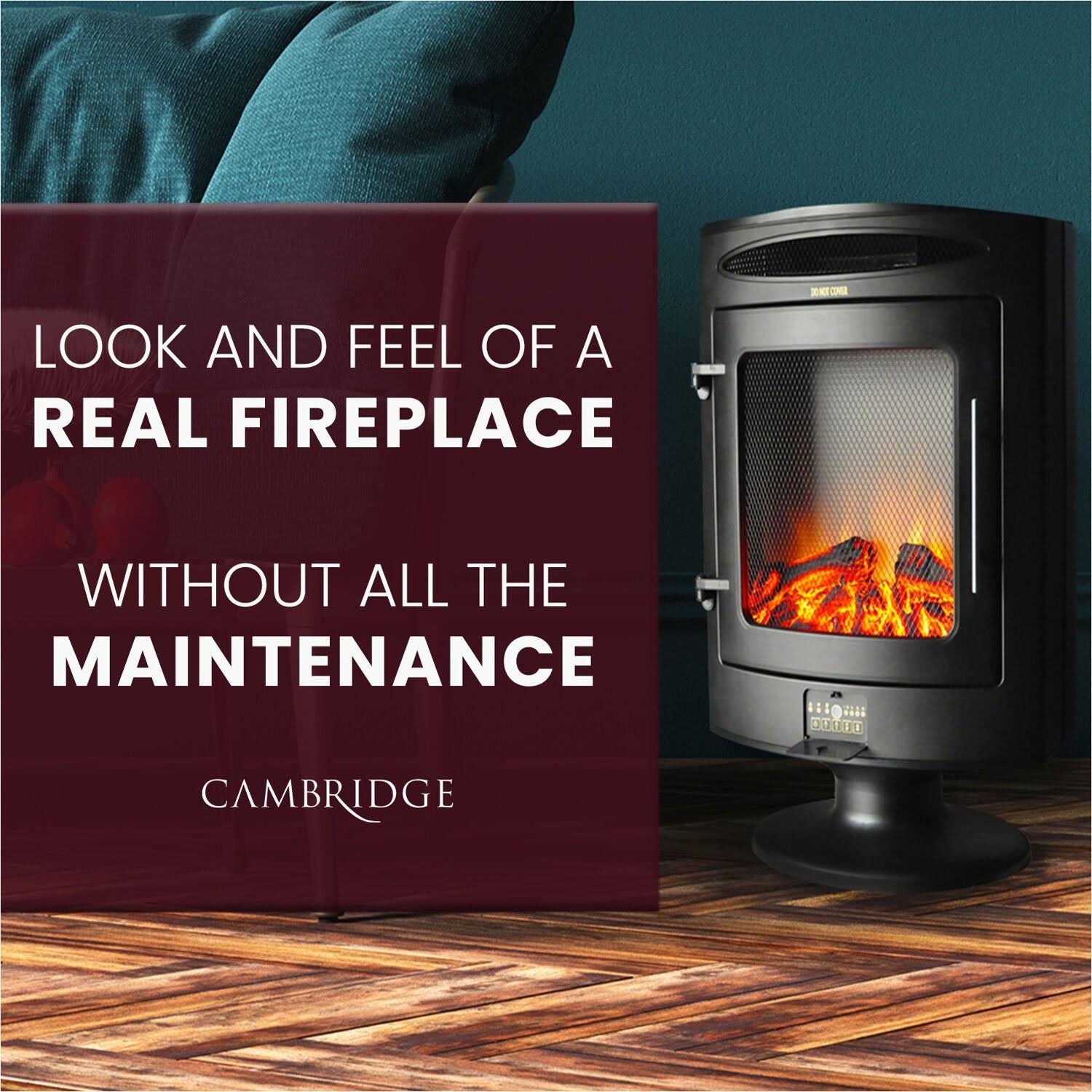 Cambridge 1500w Freestanding Electric Fireplace Heater in Black with Log Display