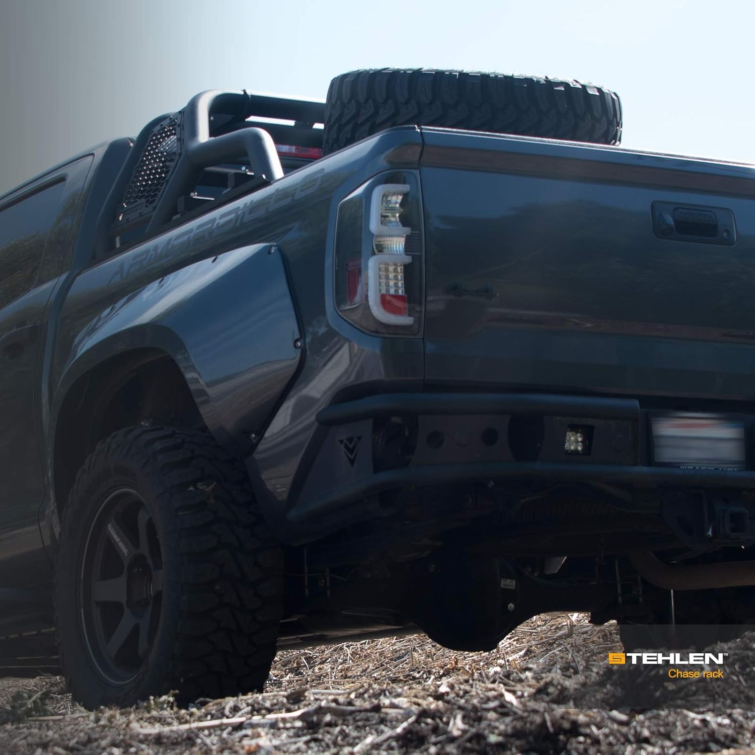 Armordillo 642167818793 For Full Size Trucks CR1 Chase Rack Truck Bed Roll Bar with Tire Carrier - Matte Black