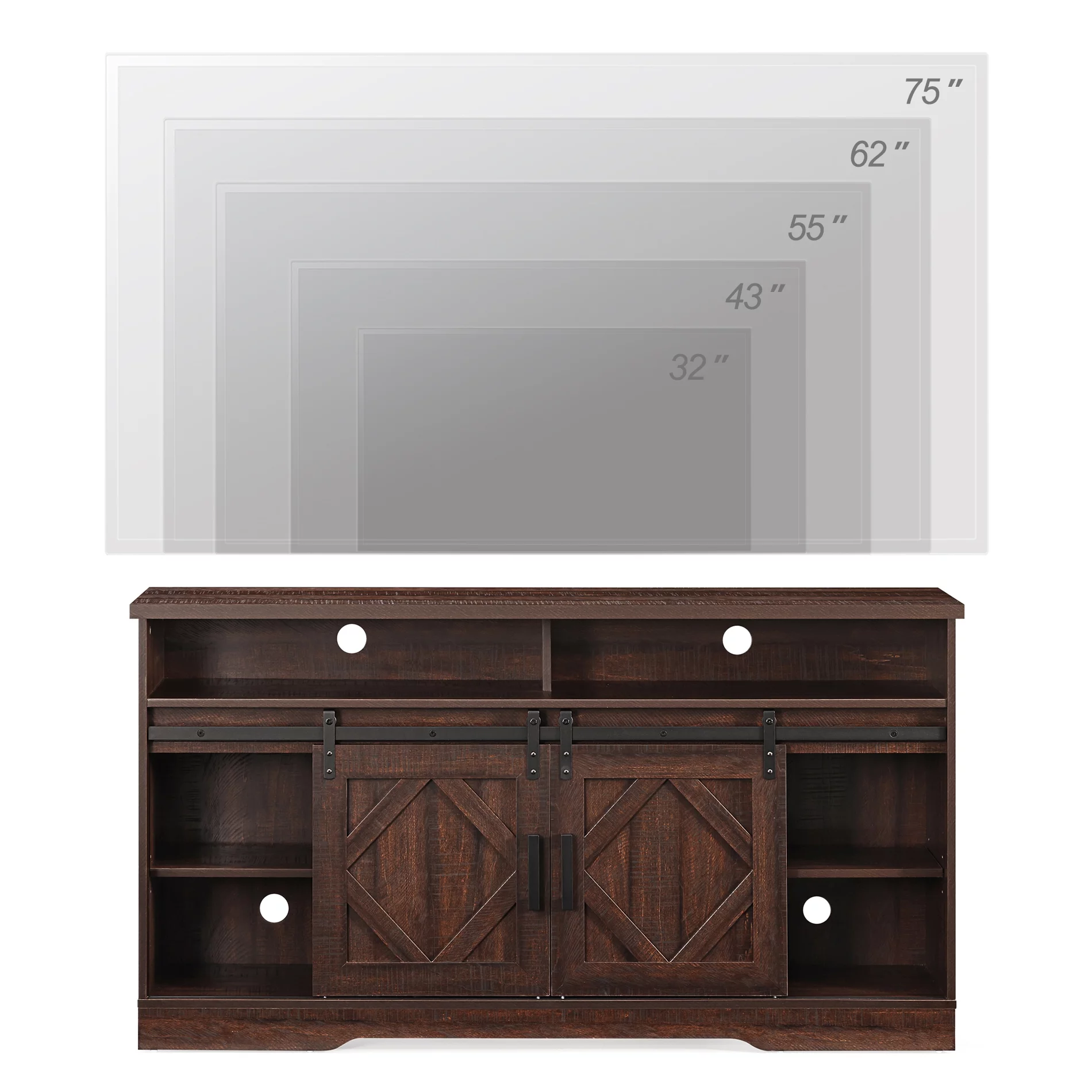 Farmhouse Electric Fireplace TV Stand for TV's up to 65 inch,Brown
