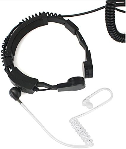 Tactical Throat Mic Earpiece Headset with Finger Ptt Compatible with Baofeng Radio BF-F8HP BF-F9 UV-82 UV-82HP UV-82C UV-5R UV-5R+ UV-5RA UV-5RB UV-5RC UV-5RD UV-5RE Kenwood Wouxun Two-Way Radio Pack of 2