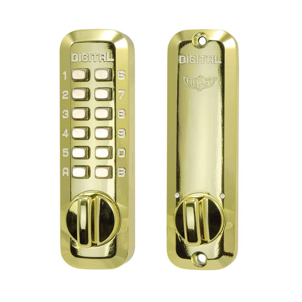 Lockey USA M210-EZ SB Satin Brass Mechanical Keyless Digital Combination Deadbolt Lock