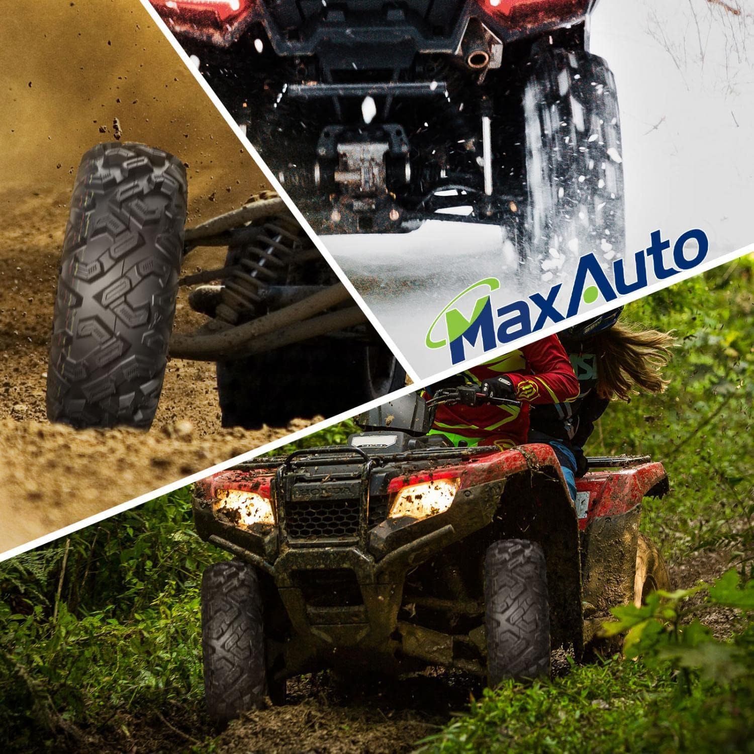 MaxAuto 25x8-12 25x10-12 ATV Tires Set of 4,6PR,Tubeless,0.8" Tread Depth,25x8x12 and 25x10x12 All Terrain Tires