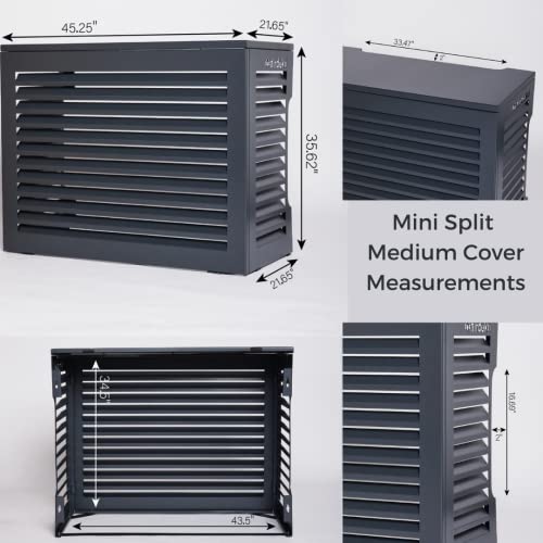 Airdeko's Mini Split AC Cover for Outside Units Sturdy Aluminum, Optimal Performance & Protection of Mini Split System Outdoor Condenser Compatible with Airdeko's Anti-Theft System
