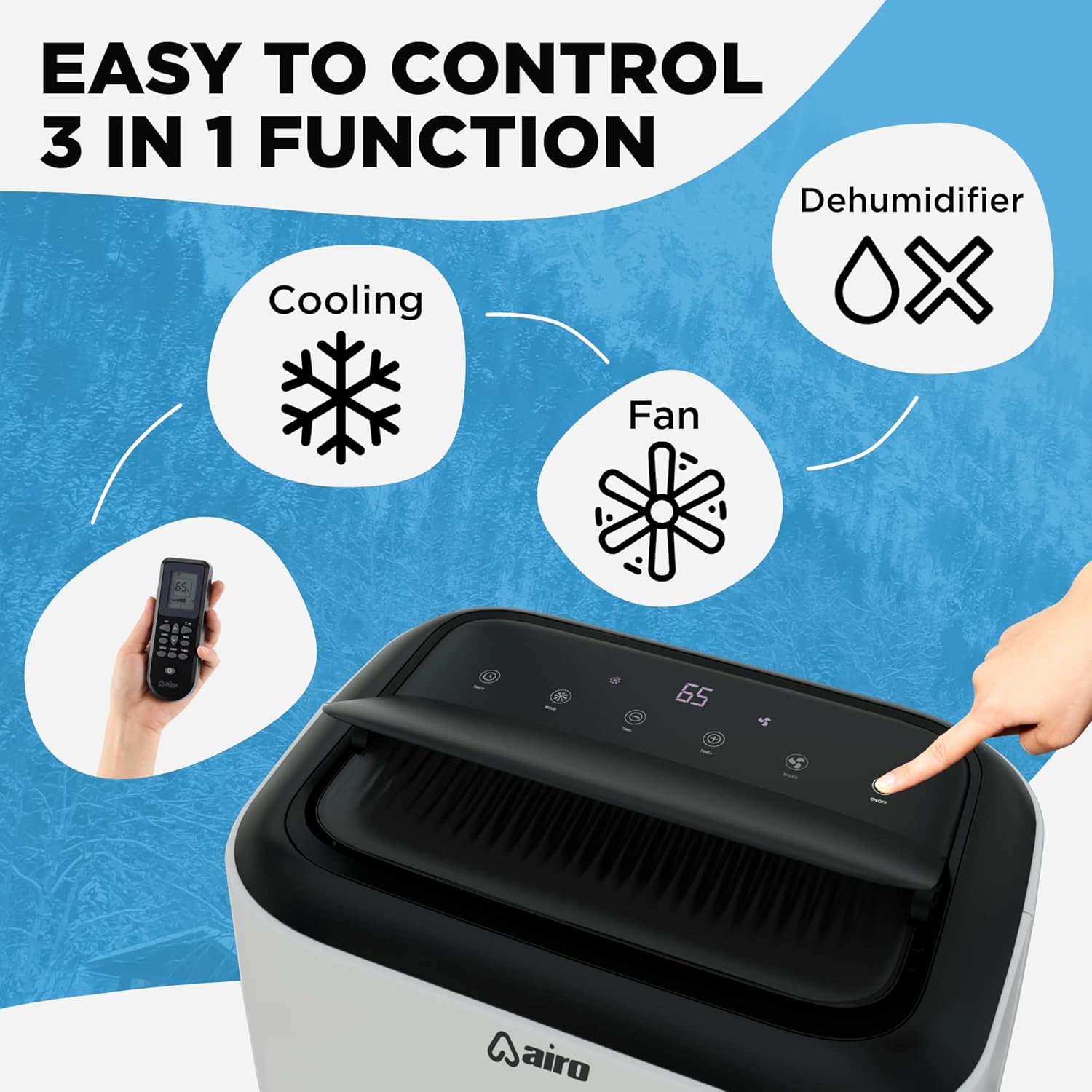 Portable Air Conditioners AIRO, 14000 BTU Portable AC Unit for Room 700 sq. ft, Floor Standing with Remote Control & DYI Installation Kit, New 2024 model