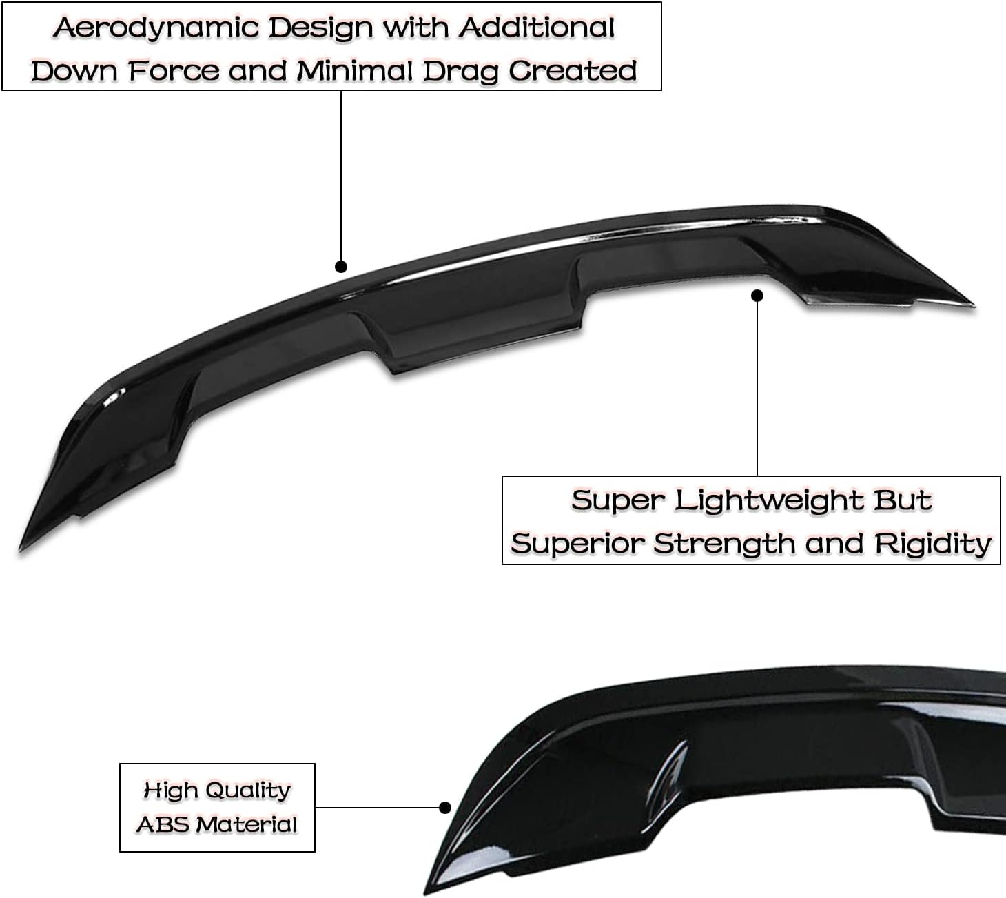 RoyalParts Rear Spoiler Wing Compatible with 2015-2020 2 Door Ford Mustang GT350 GT500 Style Trunk Spoiler( Glossy Black)