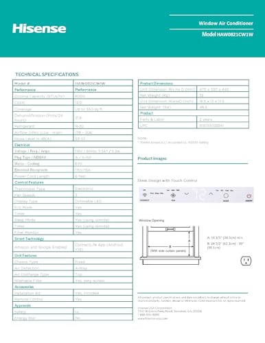 Hisense Haw0821Cw1W Google Assistant , Alexa 0.6Tons Renewed Air Conditioner