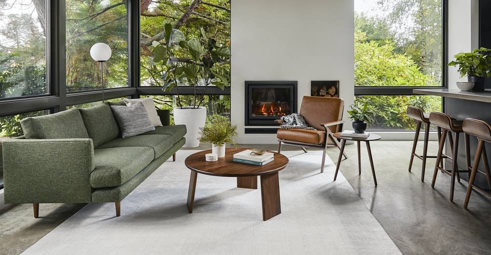 Round End Table in Solid Wood - Walnut | Article Amoeba Modern Furniture