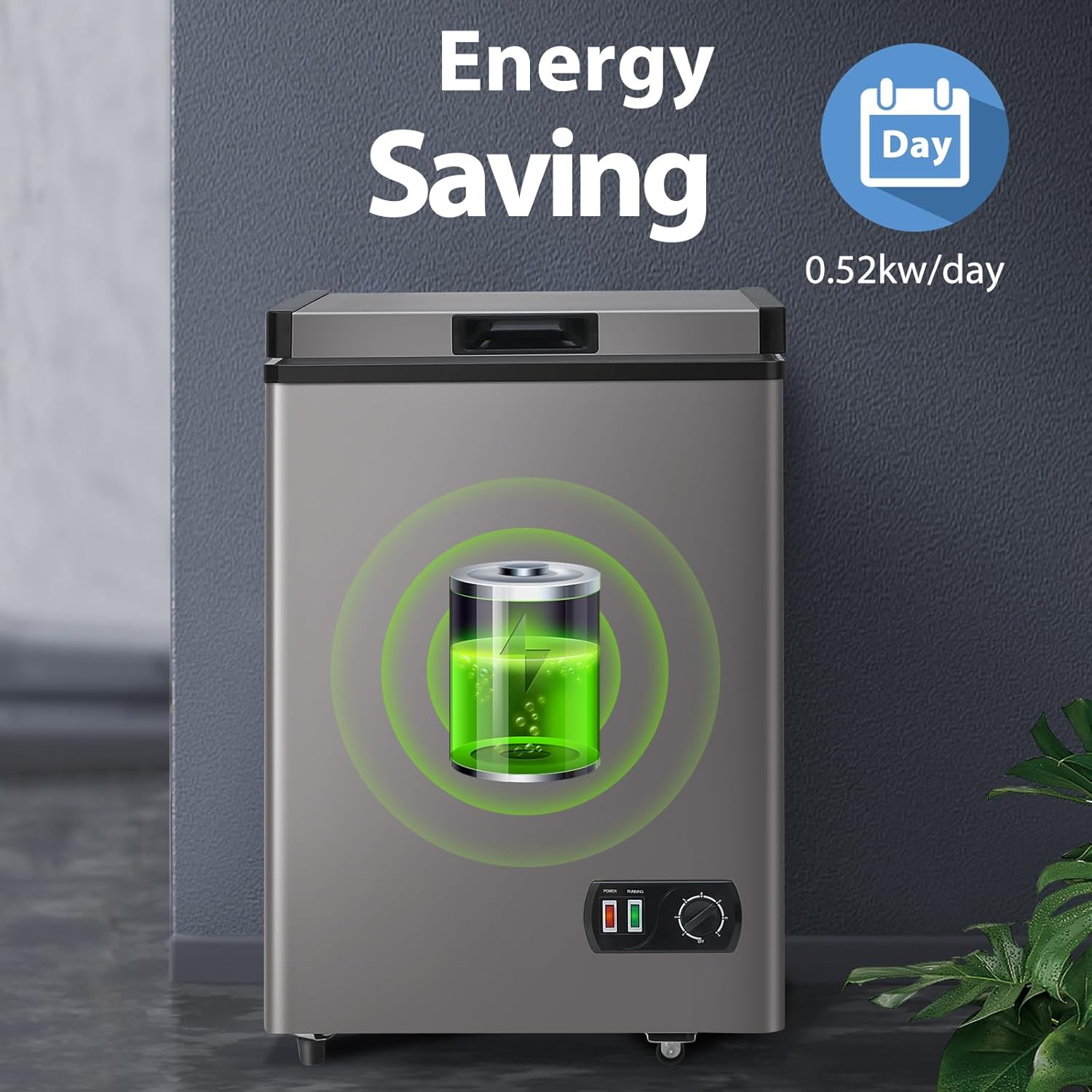 Chest Freezer, 3.8 Cu Ft Compact Deep Freezer With Fast Cooling & Convenient Pulley, Perfect for Kitchen Parlor, Small Freezer With Low Noise & Energy Saving, Titanium Gray