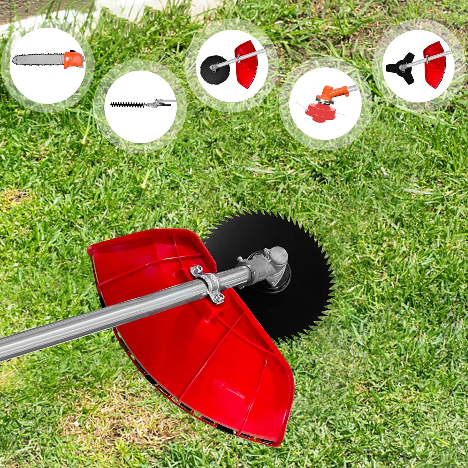 DatingDay 52cc 6 in 1 Gas Petrol Hedge Trimmer Brush Cutter Chainsaw Multifunctional