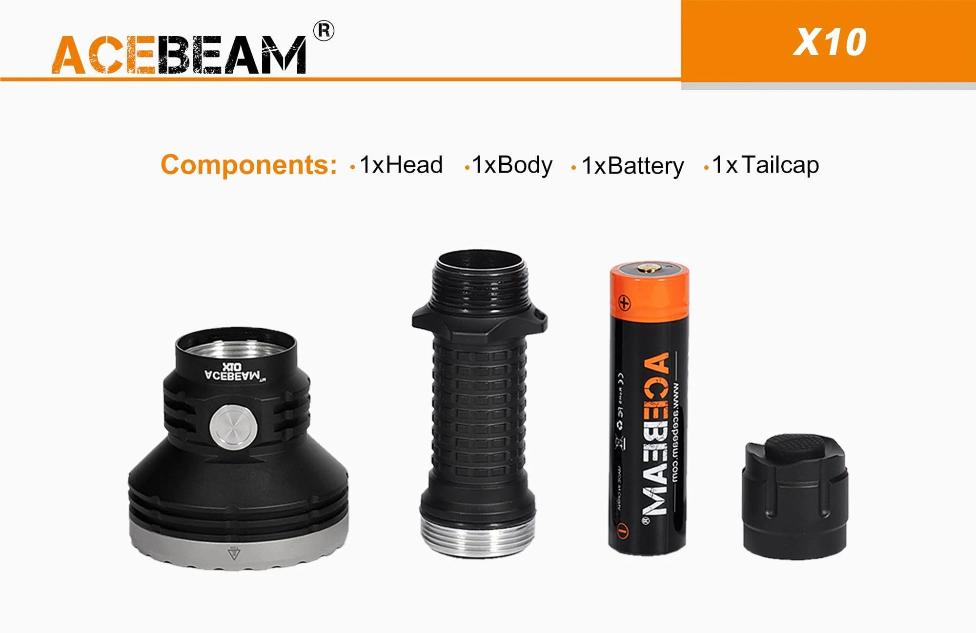 Acebeam X10 LH351D + XHP35 Hi 7000 Lumen Searchlight (1 x 21700 USB-C Battery Included)