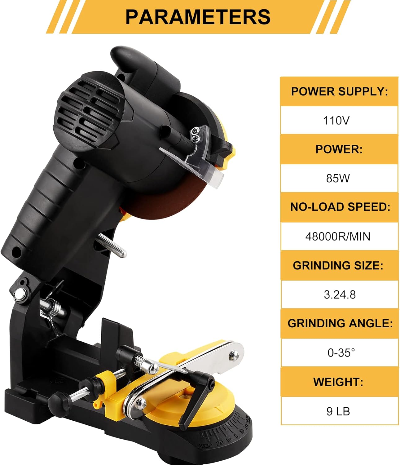 Msfullsea Electric Chainsaw Sharpener Grinder Electric Grinder Chain Saw Bench Sharpener Multi-Angle Adjustable Chainsaw Grinder Sharpener Vise Mount W/Grind Chainsaw Wheel 110V Pack of 2