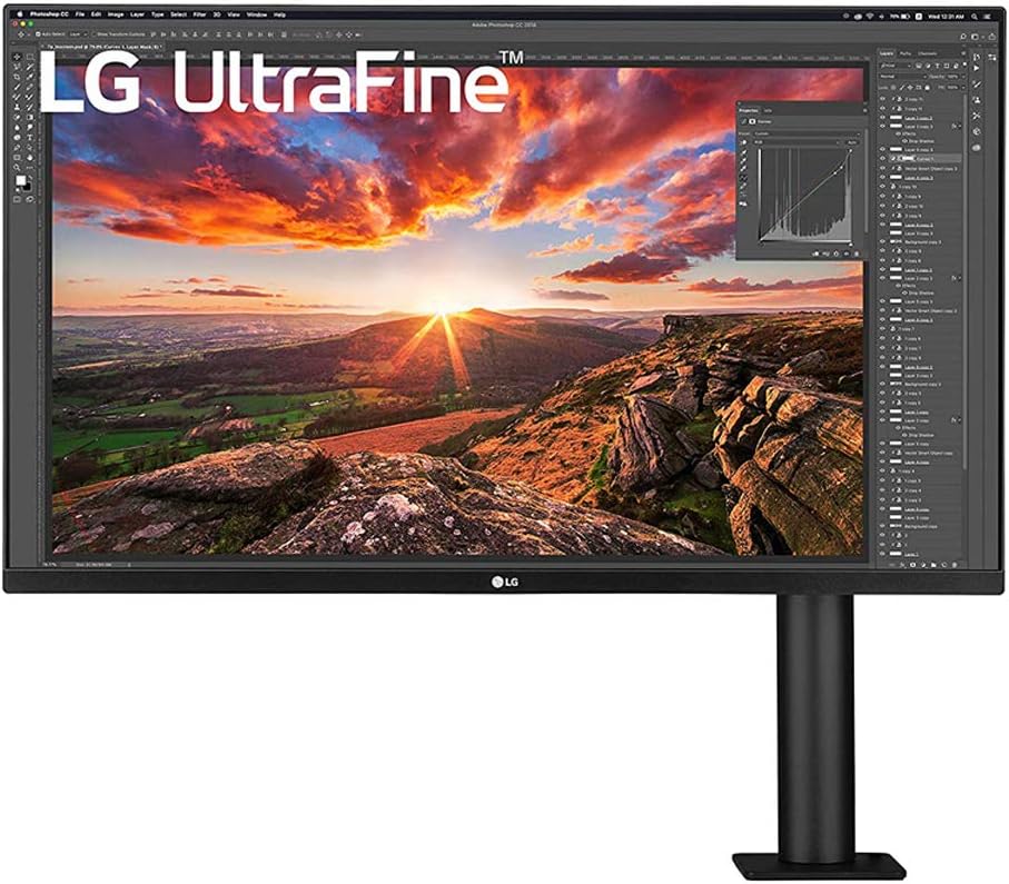 LG 32UN880-B 32 Inch Ultrafine Display Ergo 4K HDR10 Monitor Bundle with 2X 6FT Universal 4K HDMI 2.0 Cable, Universal Screen Cleaner and 6-Outlet Surge Adapter
