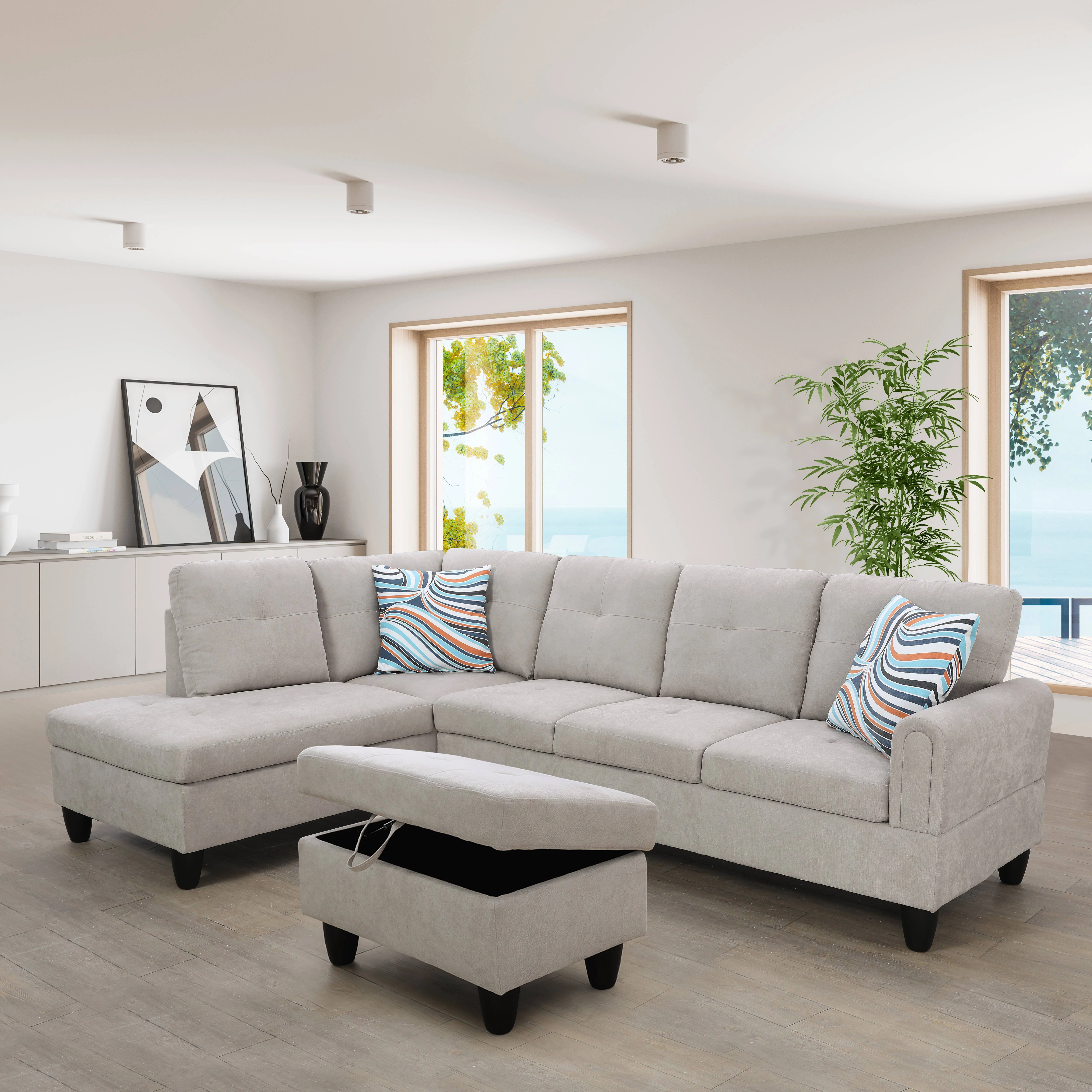 AYCP Furniture Sectional Sofa 3 Pieces L-Shape Sectional Sofa Set