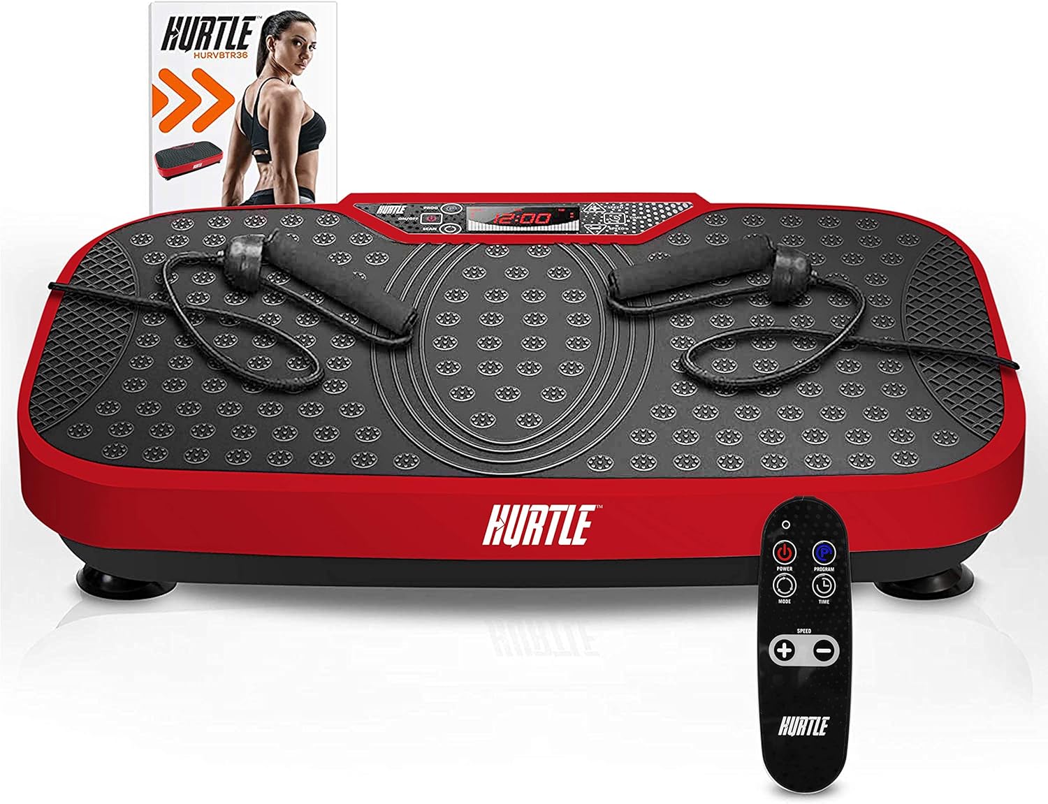 Hurtle Fitness Vibration Platform Machine - Home Gym Whole Body Shaker Exercise Machine Workout Trainer Fast Weight Loss w/Resistance Bands Easy Carry Wheel Remote Adjustable Speed