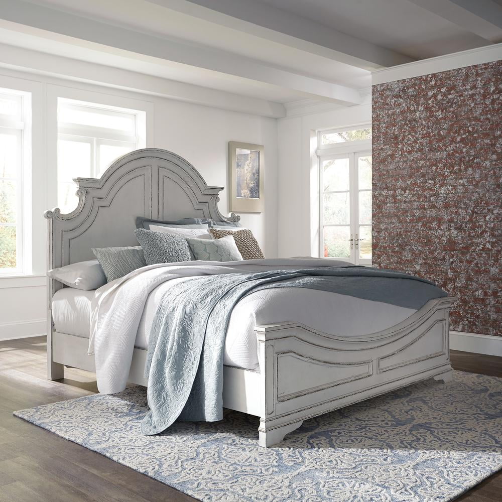 Magnolia Manor White King Panel Bed