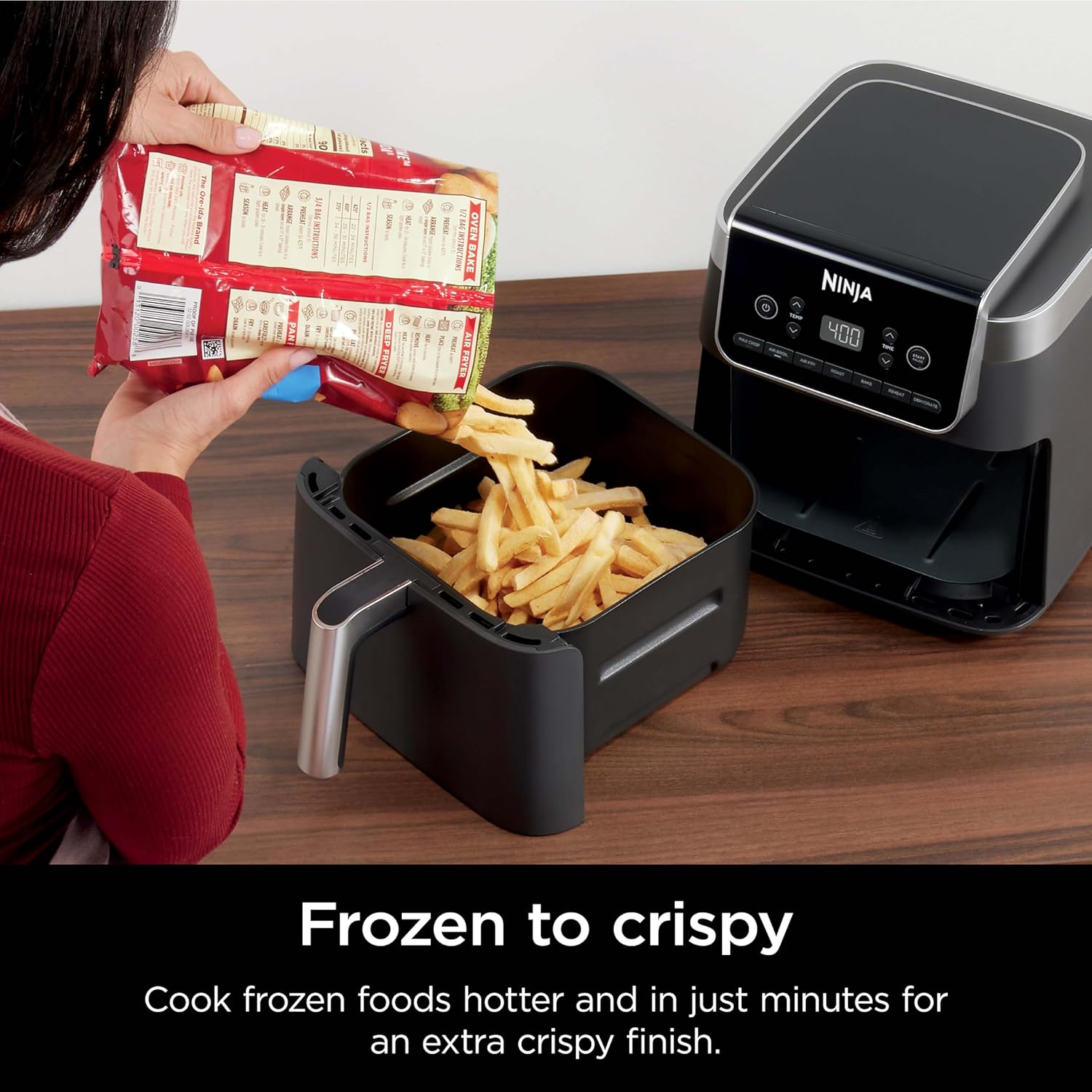 Ninja Air Fryer Pro XL 7-in-1, Max Crisp Tech, 450F for Hotter, Crispy Results, 6.5 QT Capacity fits 9 lbs wings, Max Crisp, Broil, Air Fry, Roast, Bake, Reheat, Dehydrate, Space Saving, Grey, AF182