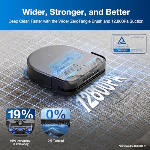 ECOVACS DEEBOT T30S Robot Vacuum and Mop, 11000Pa, ZeroTangle Technology, TruEdge Adaptive Edge Mopping, Hot Water Mop Washing, Self-Emptying, Self Refilling, Auto-Mop Lifting, Obstacle Avoidance