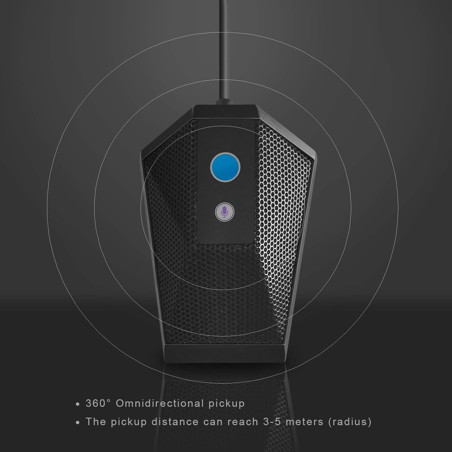 SiZHENG USB Computer Microphone Boundary Microphone Plug and Play Condenser PC Loptop Mic with Mute Button LED Indicator, Ideal for YouTube, Skype, Facetime, Recording, Streaming, Gaming Pack of 2