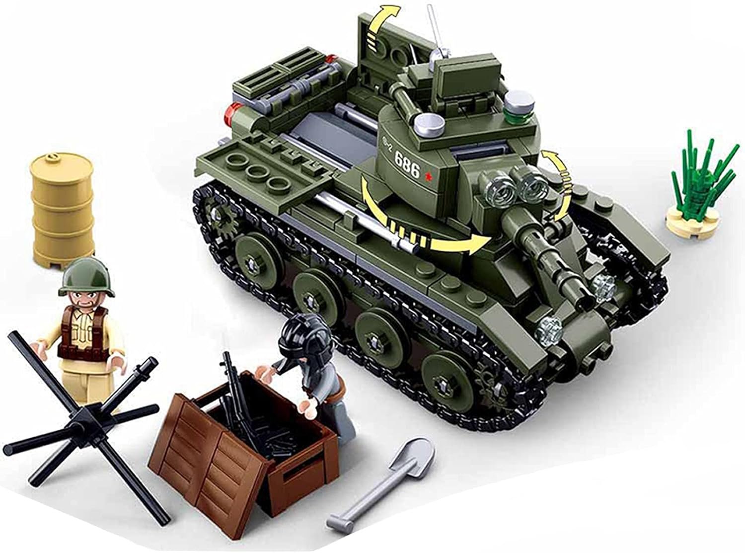 Octopbrik WW2 Army BT-7 Light Cavalry Tank, Compatible with Major Brand, Military Building Blocks Toys for Kids Age 3+ (347PCS)