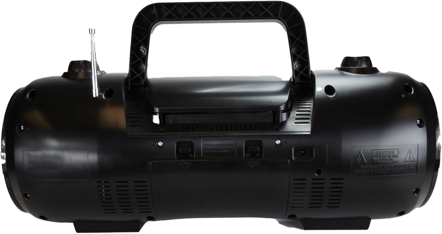 Retro Portable Boombox CD Player, Cassette, AM/FM Radio, Bluetooth, USB, LED Display, Aux-in, Headphone Jack, Battery or AC Powered, Classic Entertainment for Home & Outdoors