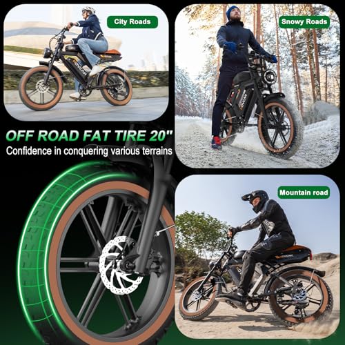 MOVCAN V30 Series Electric Bike for Adults 3000W/1500W/1000W Motor 20" Fat Tire Ebike,37.5MPH/32MPH/28MPH 120/70 Miles,48V 20Ah/31.2/15.6 AH Battery Hydraulic Disc Brake Electric Motorcycle Bike