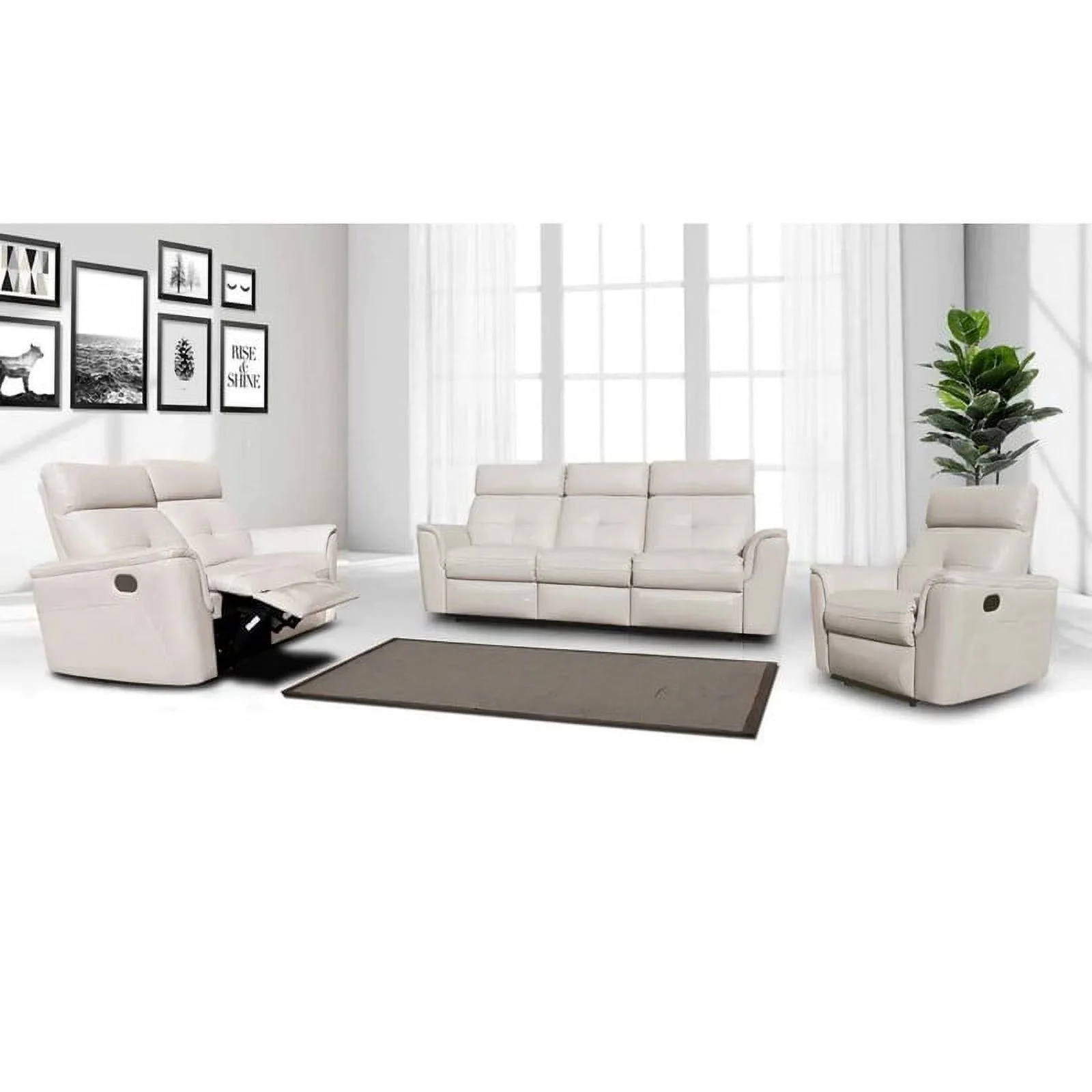 8501 Leather 2-Piece Living Room Set, White
