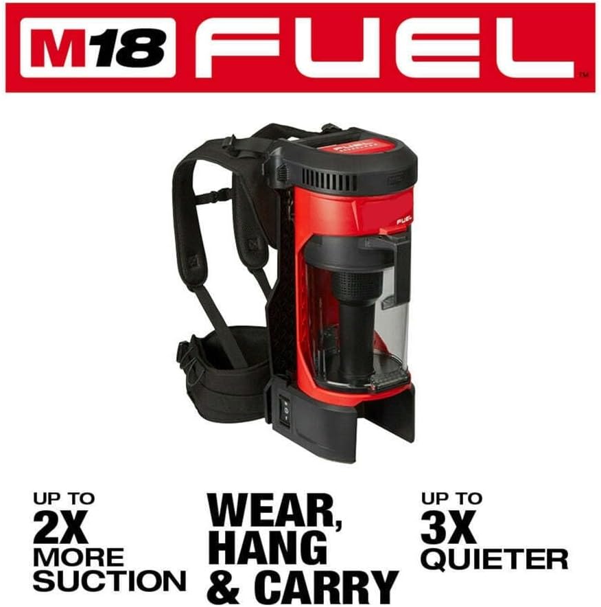 Battery Powered Vac,Backpack Vacuum Set,Cordless Backpack Vacuum,Backpack Vacuum Commercial, for Milwaukee 0885-20 M18 Fuel 18v 3-in-1 Cordless Backpack Vacuum - Bare Tool