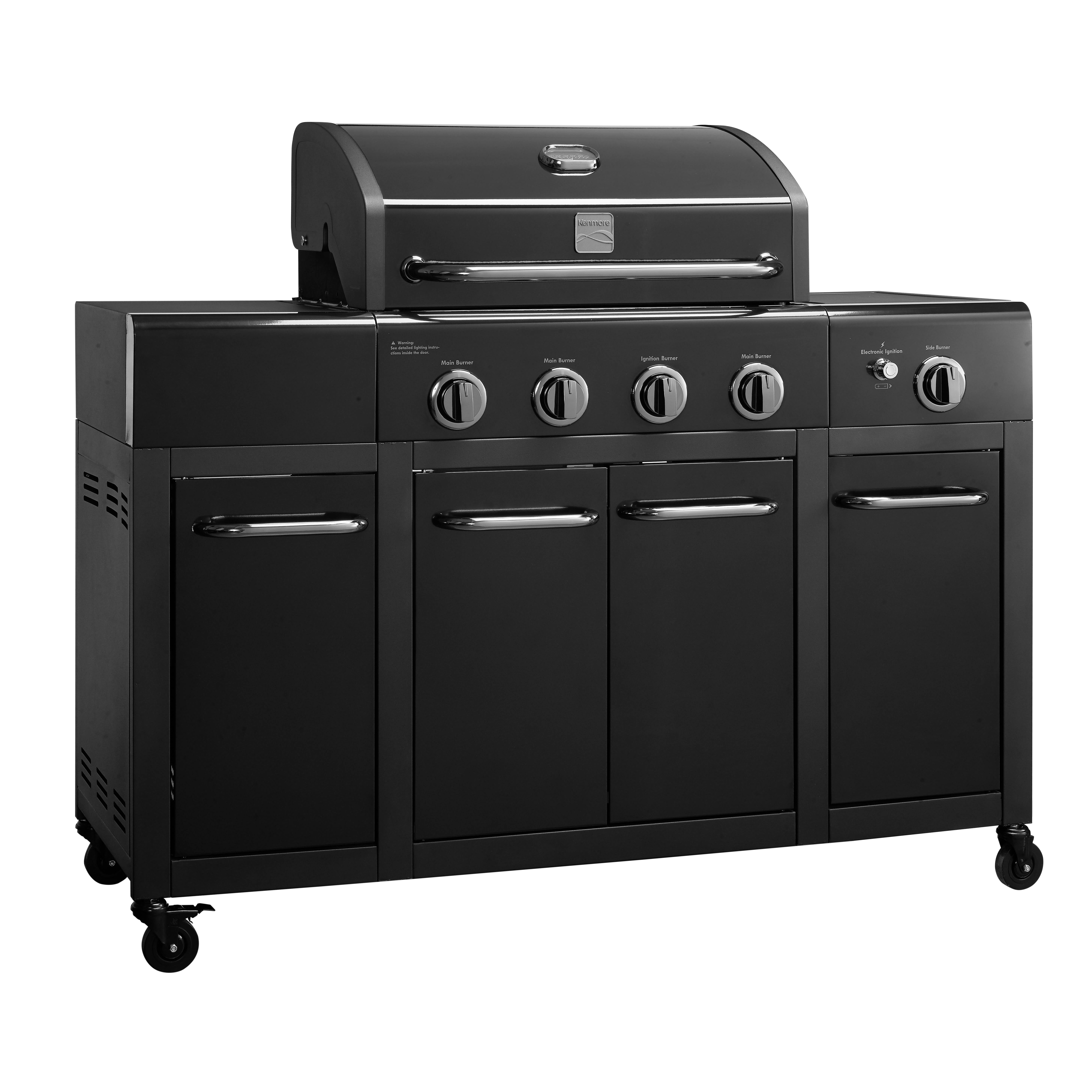 Kenmore 4-Burner Gas Grill with Storage, Black - PG-40407S0LF-1