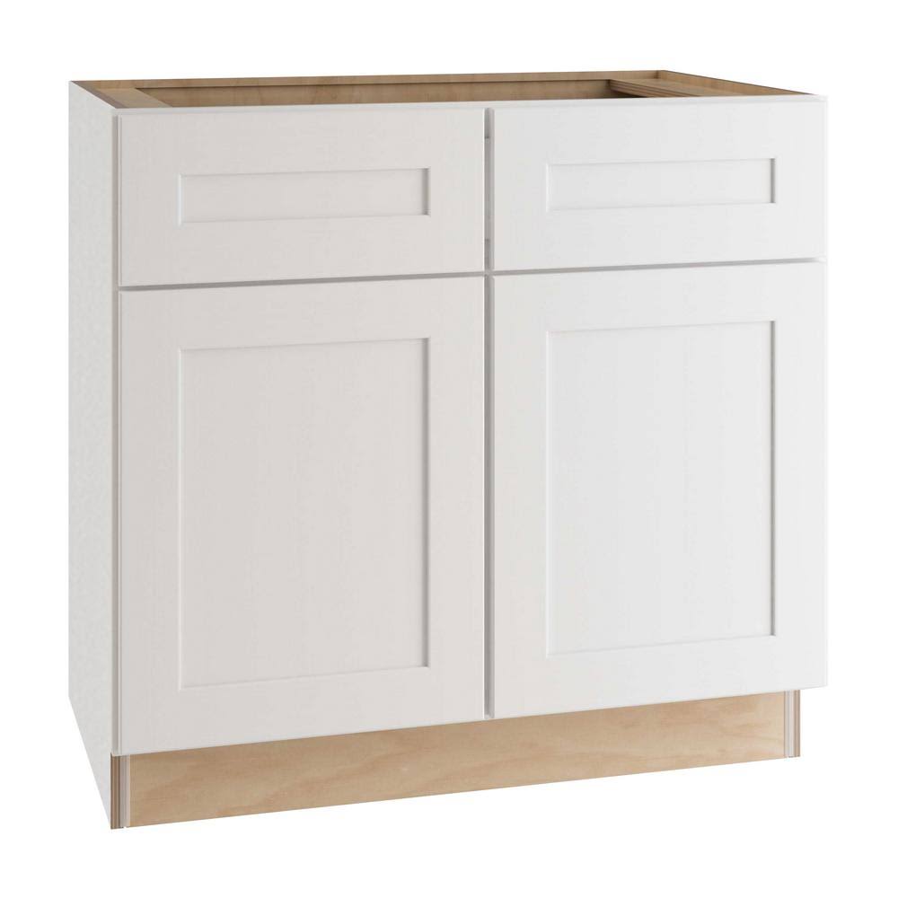 Home Decorators Collection Newport Assembled 36x34.5x24 in. Plywood Shaker Base Kitchen Cabinet Soft Close Doors/Drawers in Pain