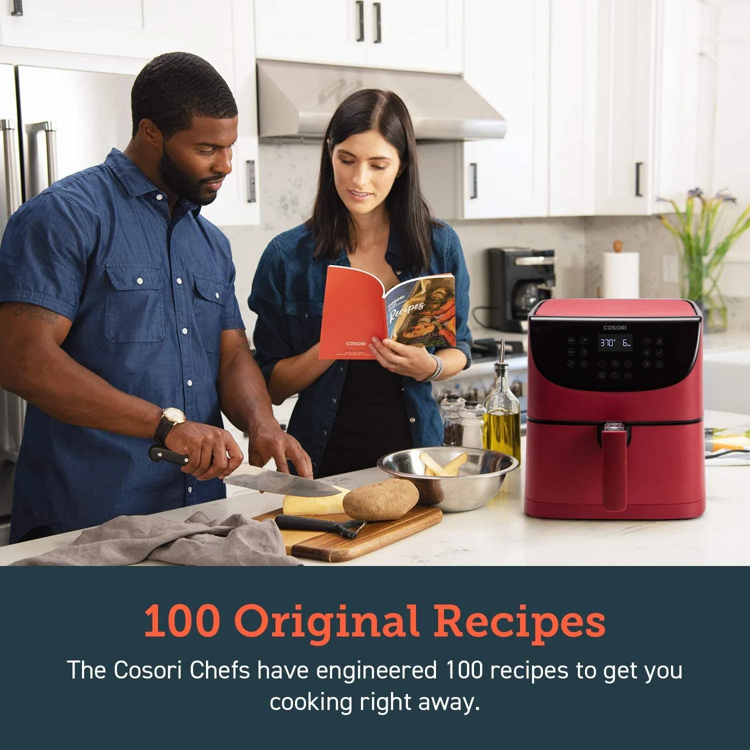 Cosori Air Fryer(100 Recipes, Rack u0026 5 Skewers),5.8QT Electric Hot Air Fryers Oven Oilless Cooker,11 Presets,Preheatu0026 Sh