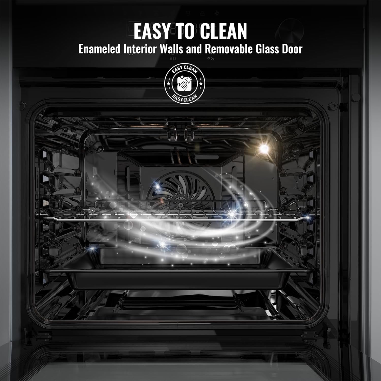 24" Built-in Electric Ovens, Single Wall Oven with 8 Cooking Modes, 108 Smart Menus, 2.5 Cu.f Convection Built-in Oven, Stainless Steel, Touch Control, Timer, Safety Lock, 3000W, 240V