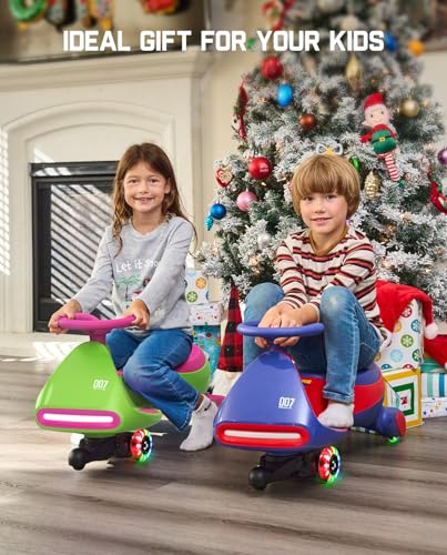 FanttikRide 12V N7 Pro Electric Wiggle Car with Pedal, Rechargeable Battery, CyberWiggle, 2 in 1 Swing Car, 2 Speed, Anti-Rollover, Flashing Wheels, Bluetooth, for Ages 3 and Up, 150 Lbs, Blue