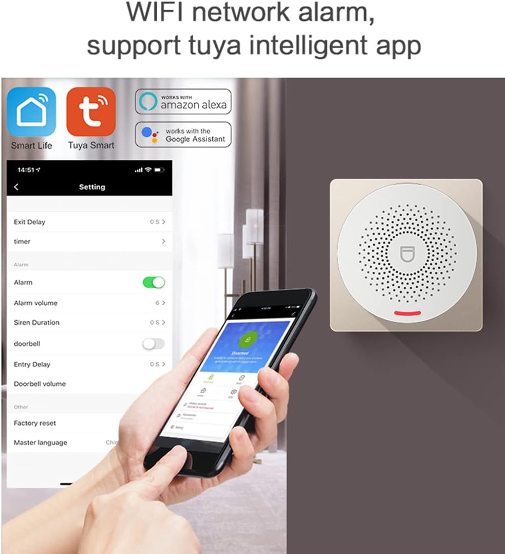 Wireless WiFi Smart Home Security DIY Alarm System DIY Home Wi-Fi Alarm Kit with Motion Detector,Notifications with app,Door/Window Sensor, Siren,Compatible with Alexa,NO Monthly Fees (LW-150)