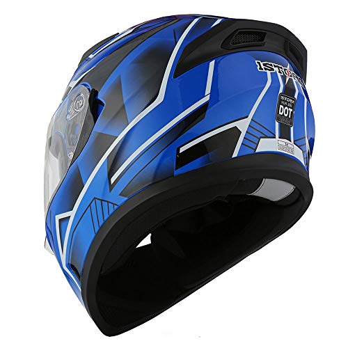 1Storm Motorcycle Full Face Dual Visor Helmet Bundle with Spoiler and Motorcycle Bluetooth Headset: HJK316 Matt Black