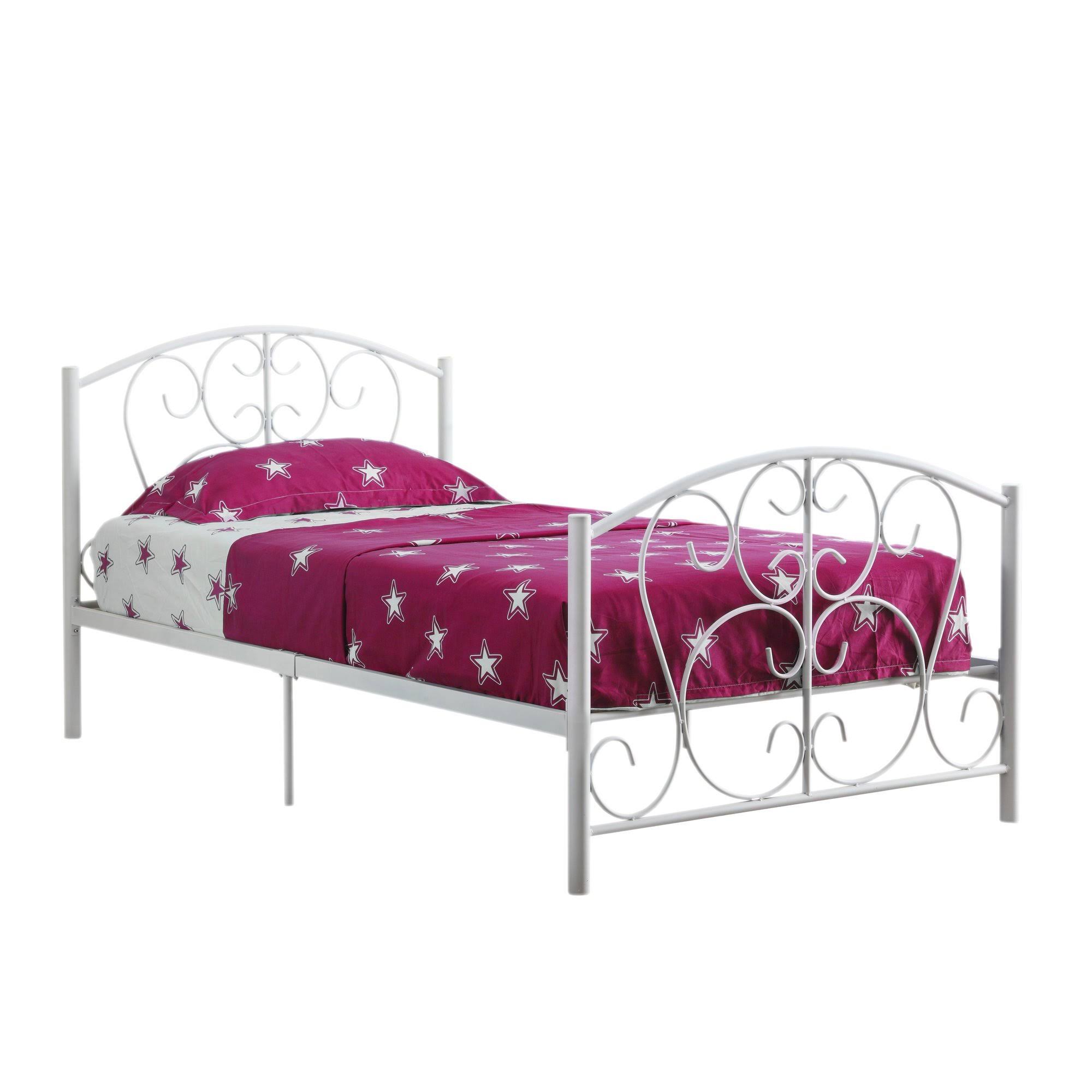 78x22 x 41x22 x 37x22 White Metal - Twin Size Bed