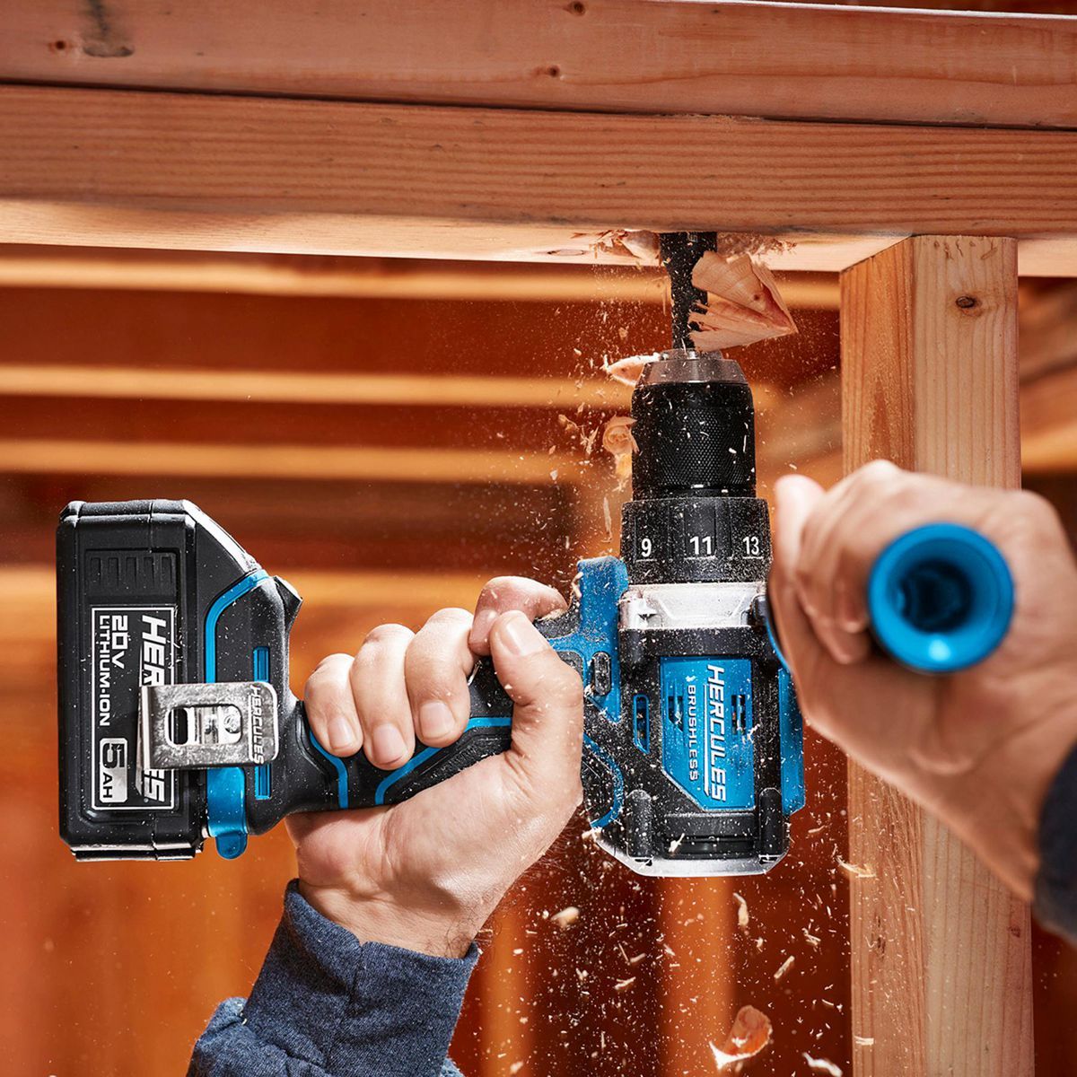 HERCULES 20V Brushless Cordless, 1/2 in. Drill/Driver Kit with Side Handle, 2 Ah Battery, and Charger