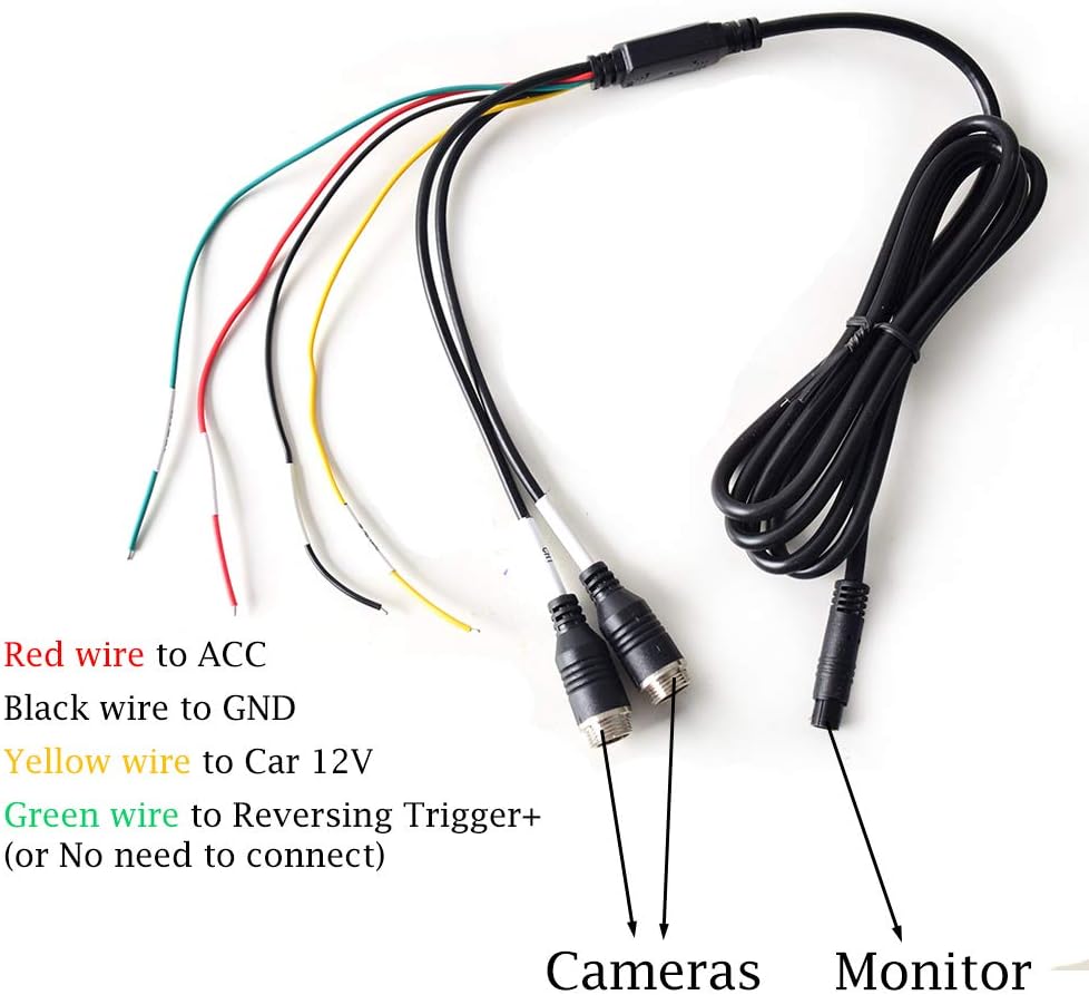 AHD Car Backup System with DVR 7 inch IPS Monitor with Rear & Front View Camera Dual Recording for Truck Bus Trailer Motorhome Caravan Camper Surveillance 4-PIN Aviation Plug 12V-24V Night Vision