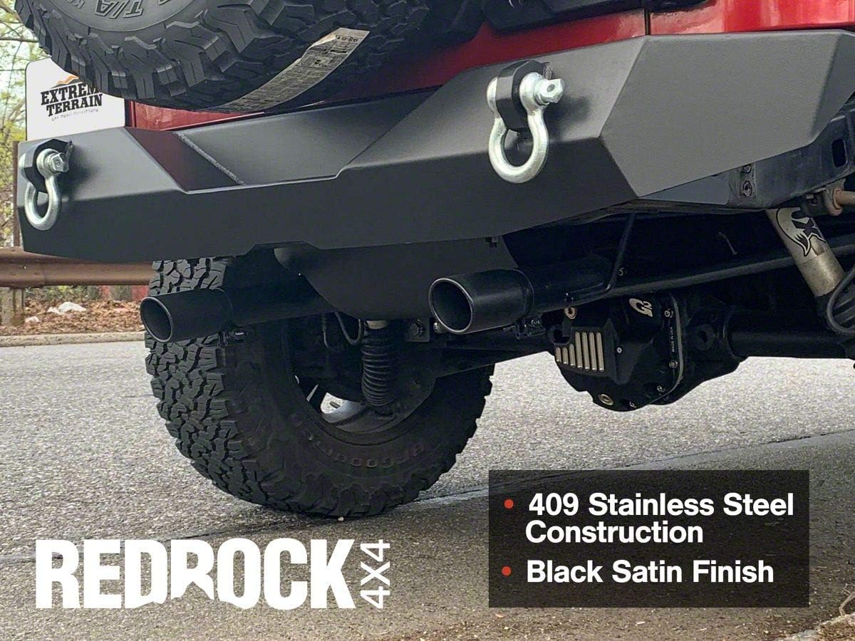 Redrock 4x4 Dual Outlet Axle-Back Exhaust with Black Tips Compatible with 07-18 Jeep Wrangler JK