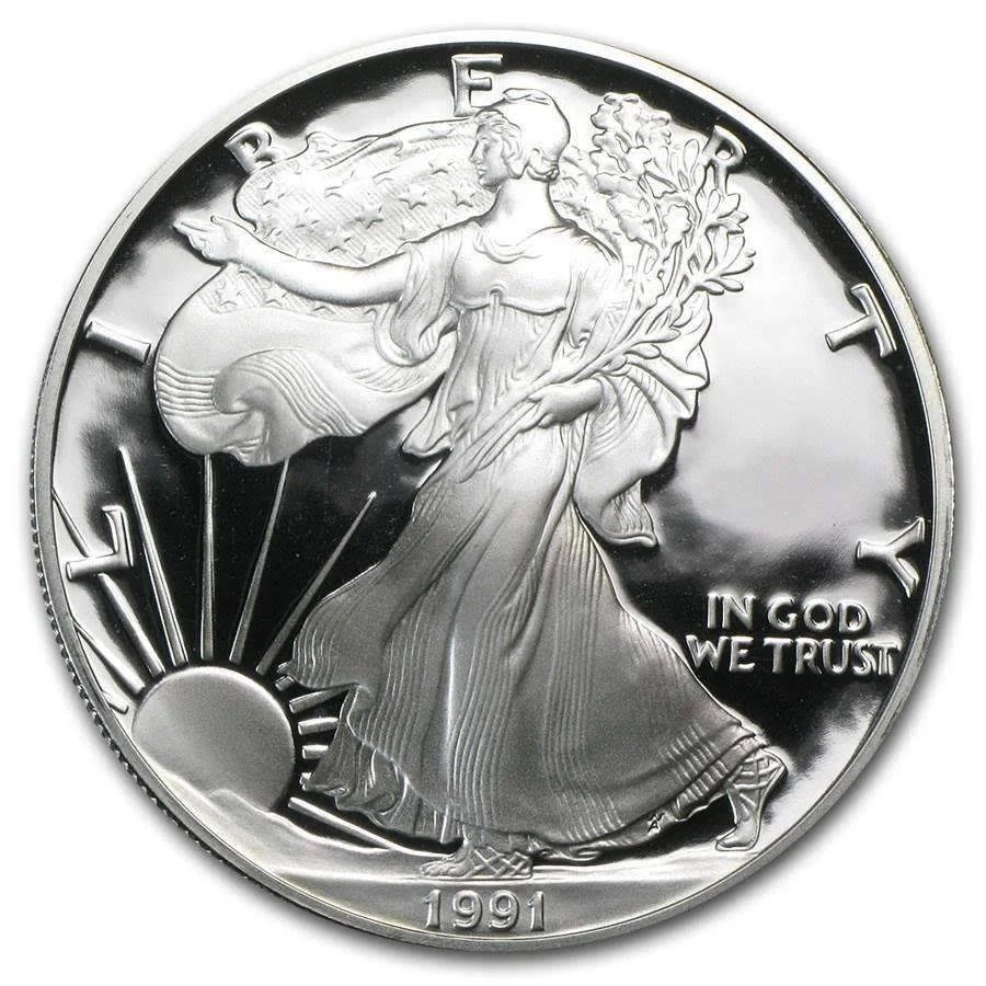 1991-S 1 oz Proof Silver American Eagle (w/ Box u0026 COA) by American Heritage Bullion