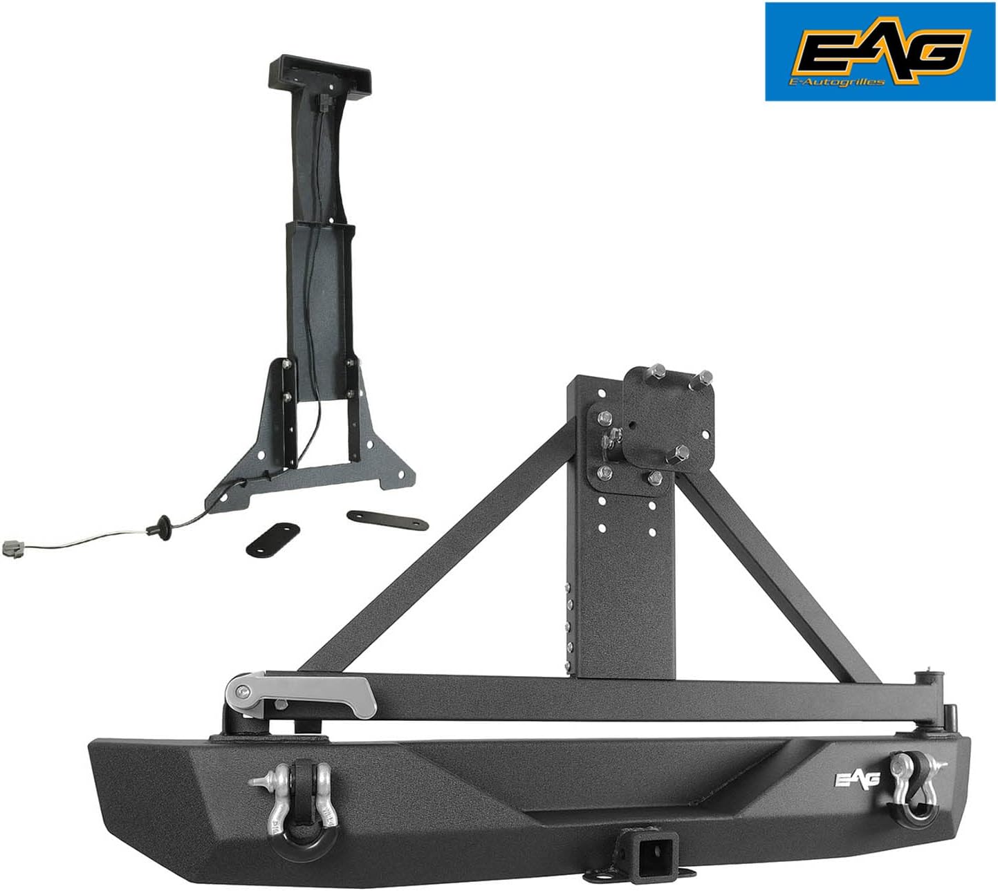 EAG JK Rear Bumper and Tire Carrier W/Third Brake Light Mounting Bracket Compatible with 2007-2018 Wrangler JK