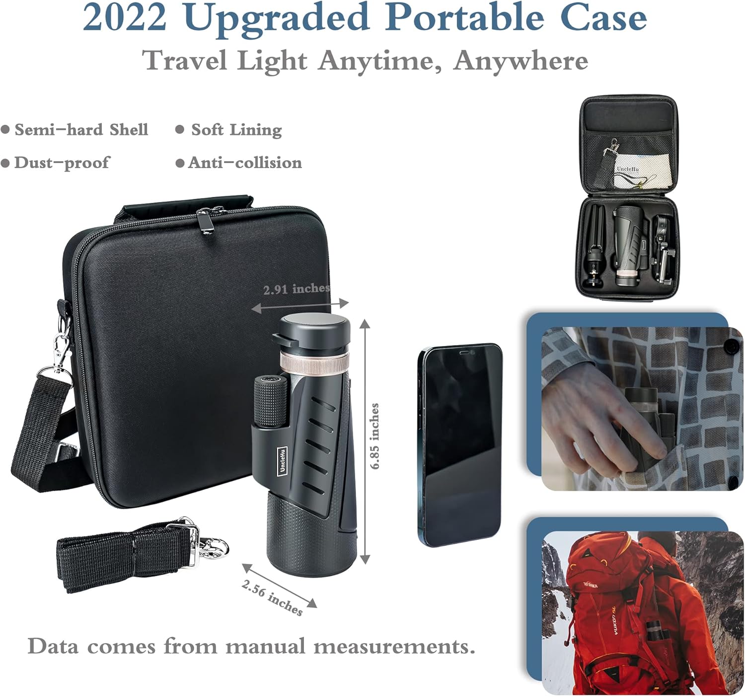 12x50 Monocular Telescope for Adults High Power Monoculars with 23mm Large Eyepiece. HD Pocket Monocular with Smartphone Adapter, Tripod and Portable Case. Perfect for Bird Watching Hunting Travelling
