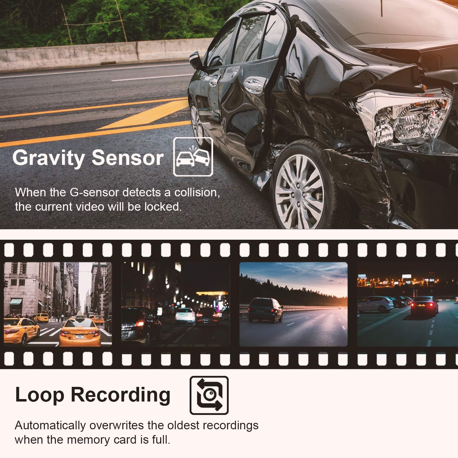 Rexing V1 Basic Dash Cam 1080P FHD DVR Car Driving Recorder, 2.4" LCD Screen 170°Wide Angle, G-Sensor, WDR, Parking Monitor, Loop Recording Pack of 2
