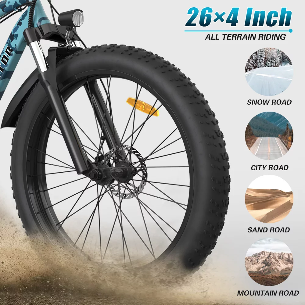 Aostirmotor Electric Mountain Bike 750W 48V13AH Removable Lithium Battery& Pedal Assist Fat Tire Electric Bicycle for Adults