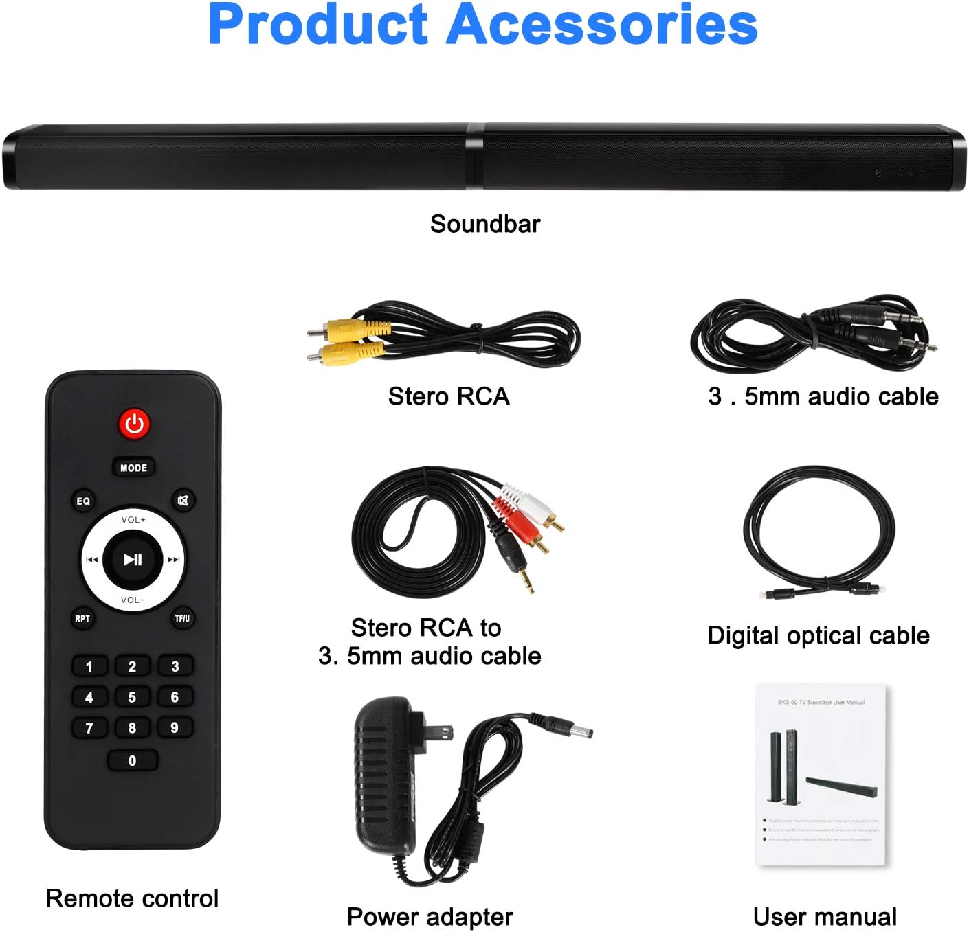 Sound Bars for TV, 2 in 1 Home Theater Surround Sound System soundbar Speaker with 4 Driver Speakers,Remote Control,Wall Mountable,Optical/RCA/AUX/USB/Micro SD Connection Pack of 2
