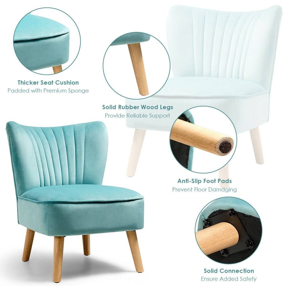 Armless Accent Chair Modern Velvet Leisure Chair - Green