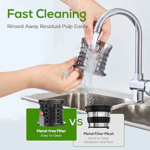 Cold Press Juicer,celiberry Slow Masticating Juicer Machines with 4.1"Large Feed Chute Fit Whole Vegetable and Fruit,Easy Clean Self Feeding Juice Extractor,Quiet Motor Juicer Machine
