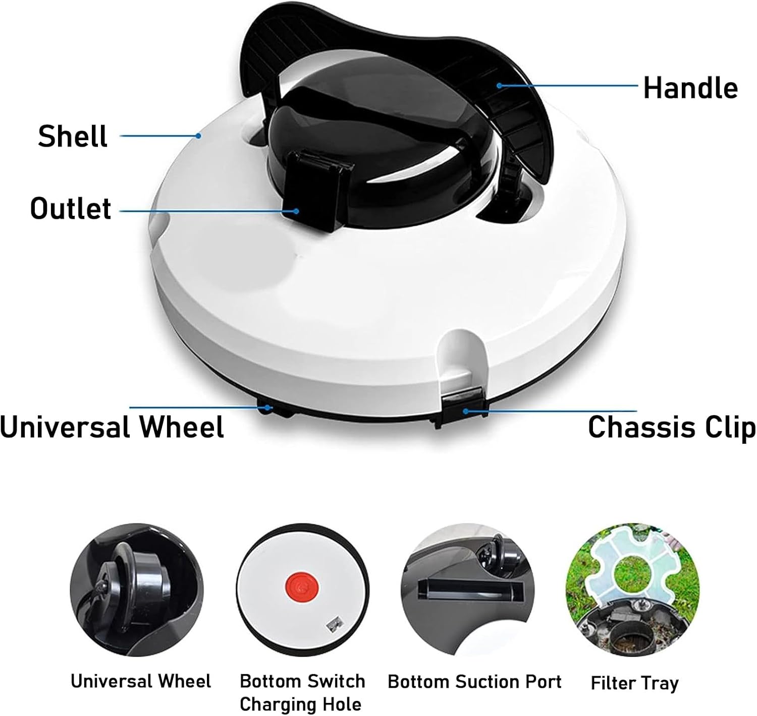 Pool Cleaner,Automatic Pool Cleaning Robot with Ultrafine Filter - Suitable for Pools Up to 860 Sq Ft - Smart Pool Cleaner - Pool Surface Vacuum Cleaner