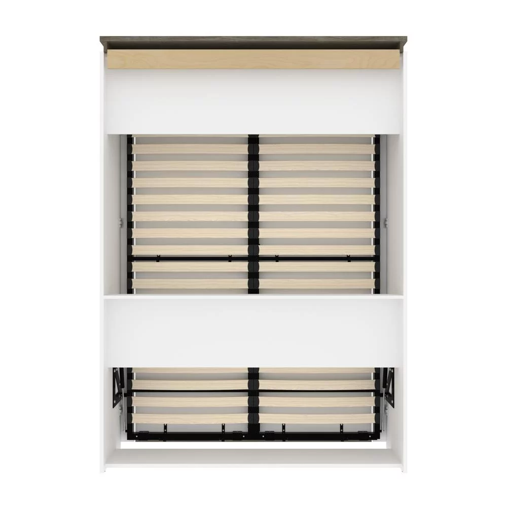 Bestar Orion 61" Full Murphy Bed in White and Walnut Gray