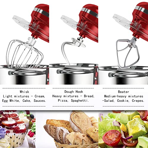 Aucma Stand Mixer,6.5-QT 660W 6-Speed Tilt-Head Food Mixer, Kitchen Electric Mixer with Dough Hook, Wire Whip & Beater