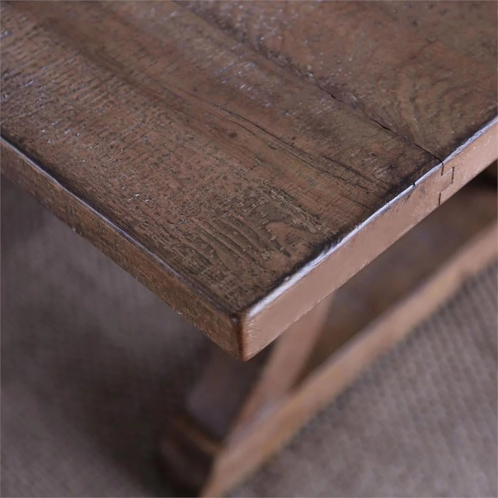 Furniture of America Liston Wood Trestle Dining Table in Rustic Brown Pine